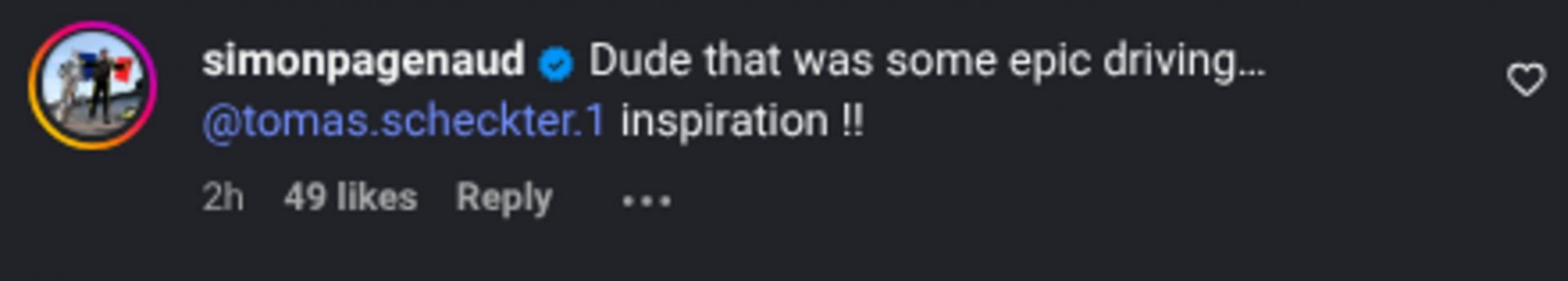 Simon Pagenaud's comment on Conor Daly's heroics - Instagram/@conordaly22
